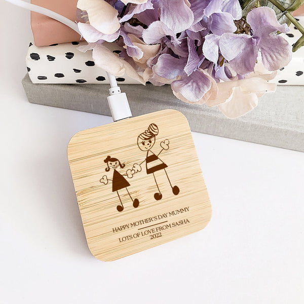 Personalised Bamboo Wireless Charger - Shartruese