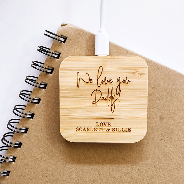Personalised Bamboo Wireless Charger - Shartruese