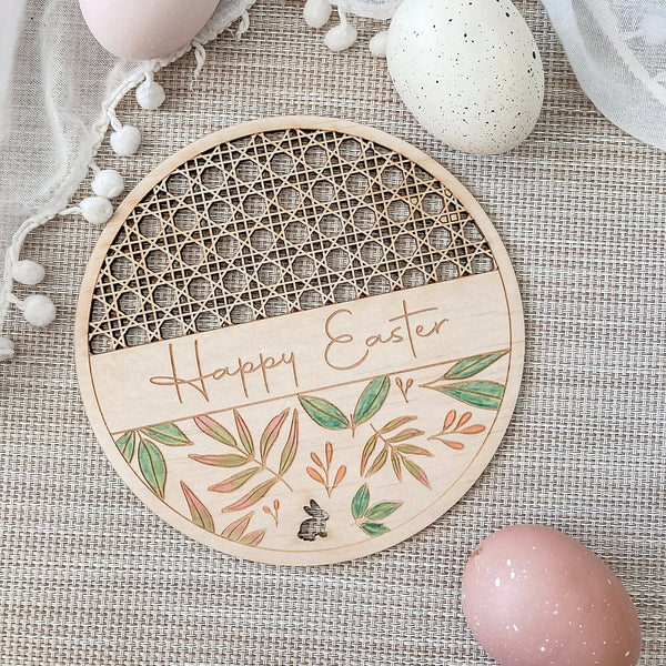 Rattan Happy Easter Plaque - ShartrueseEaster Keepsake