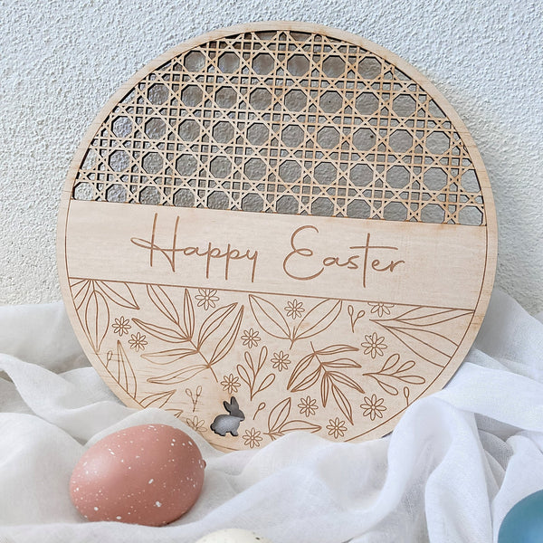 Rattan Happy Easter Plaque - ShartrueseEaster Keepsake