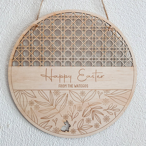 Rattan Happy Easter Plaque - ShartrueseEaster Keepsake