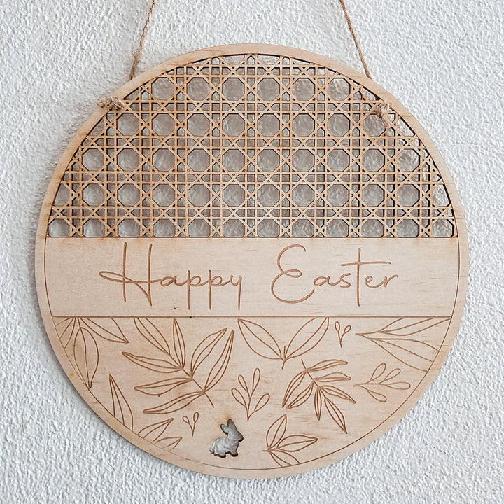 Rattan Happy Easter Plaque - ShartrueseEaster Keepsake
