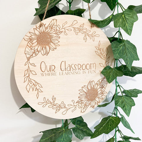 Sunflower Learning Classroom Plaque - ShartrueseTeacher Plaque