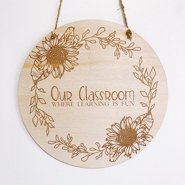 Sunflower Learning Classroom Plaque - ShartrueseTeacher Plaque