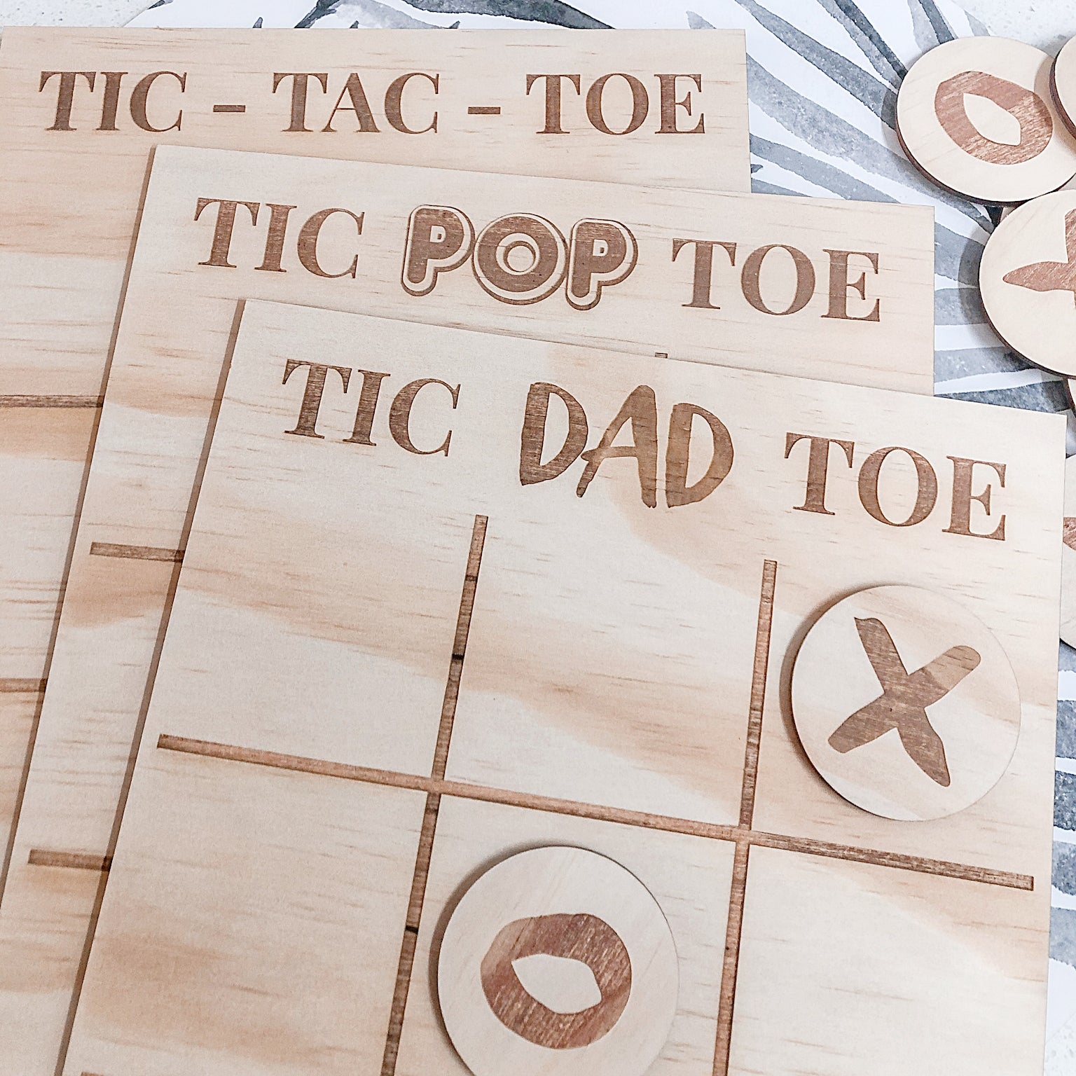 Tic DAD/POP/TAC Toe Game Board - ShartrueseHome Decor